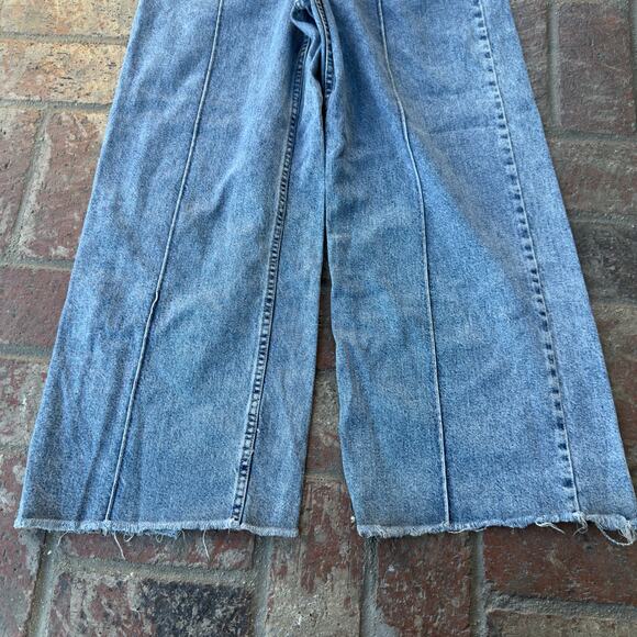 MNG Cropped Jeans Seam Front Wide Leg SIze 8 - Picture 5 of 6